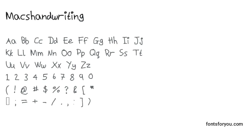 Macshandwriting-fontti – aakkoset, numerot, erikoismerkit