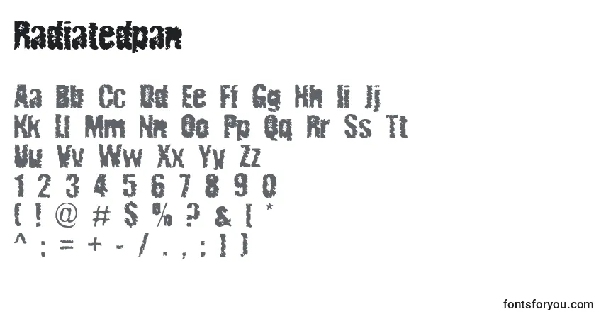 Radiatedpan-fontti – aakkoset, numerot, erikoismerkit