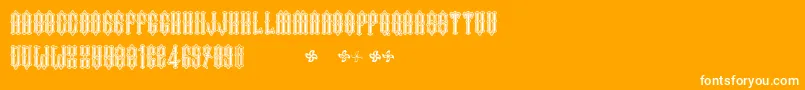 TwoFingersKingBlack-Schriftart – Weiße Schriften auf orangefarbenem Hintergrund