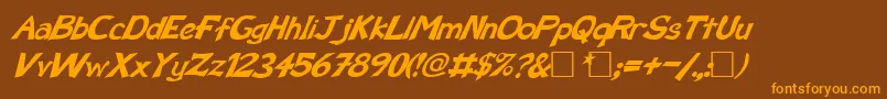 FzBasic12Italic Font – Orange Fonts on Brown Background