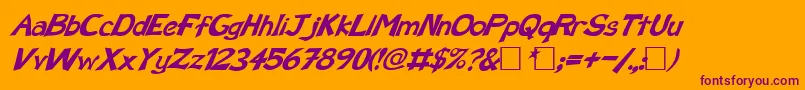 FzBasic12Italic Font – Purple Fonts on Orange Background