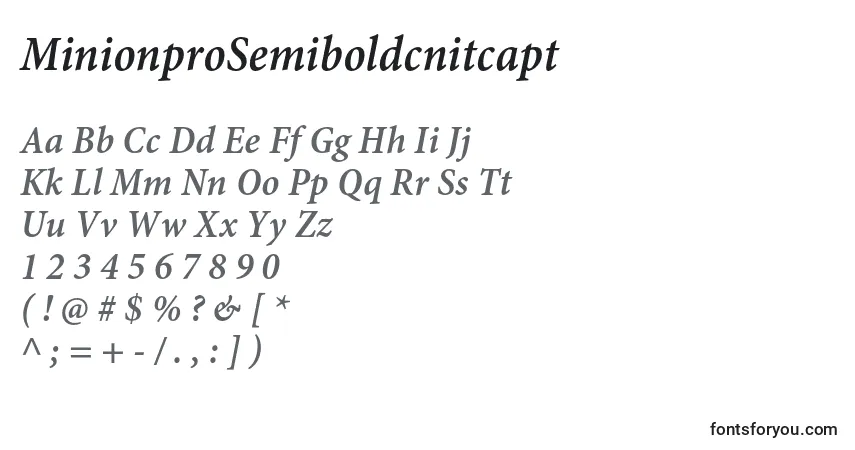 A fonte MinionproSemiboldcnitcapt – alfabeto, números, caracteres especiais