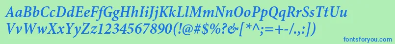 MinionproSemiboldcnitcapt Font – Blue Fonts on Green Background