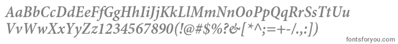 MinionproSemiboldcnitcapt-fontti – harmaat kirjasimet valkoisella taustalla