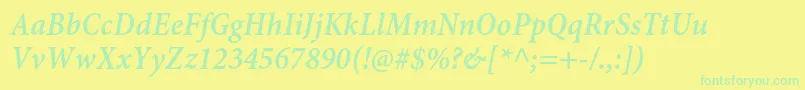 MinionproSemiboldcnitcapt Font – Green Fonts on Yellow Background