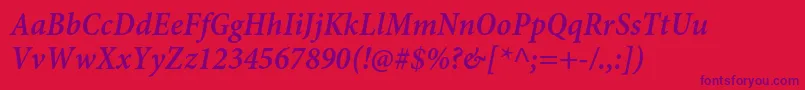 MinionproSemiboldcnitcapt Font – Purple Fonts on Red Background