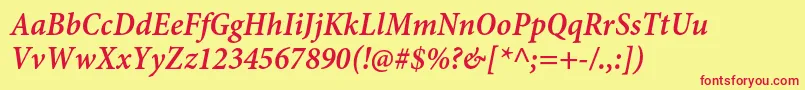 MinionproSemiboldcnitcapt Font – Red Fonts on Yellow Background
