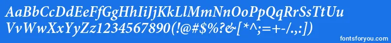 MinionproSemiboldcnitcapt-Schriftart – Weiße Schriften auf blauem Hintergrund