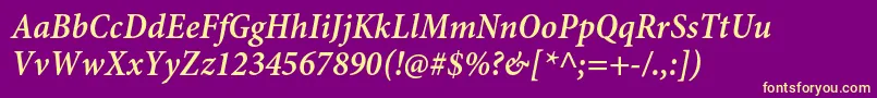 MinionproSemiboldcnitcapt Font – Yellow Fonts on Purple Background