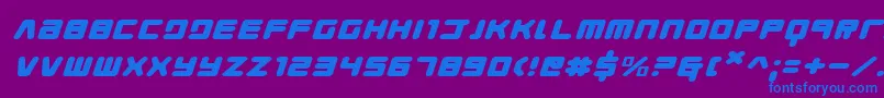 フォントYoungTechsExpandedItalic – 紫色の背景に青い文字