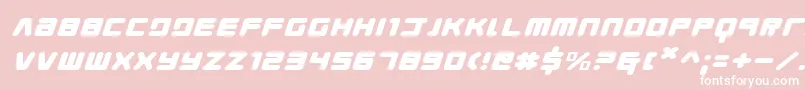 YoungTechsExpandedItalic-fontti – valkoiset fontit vaaleanpunaisella taustalla