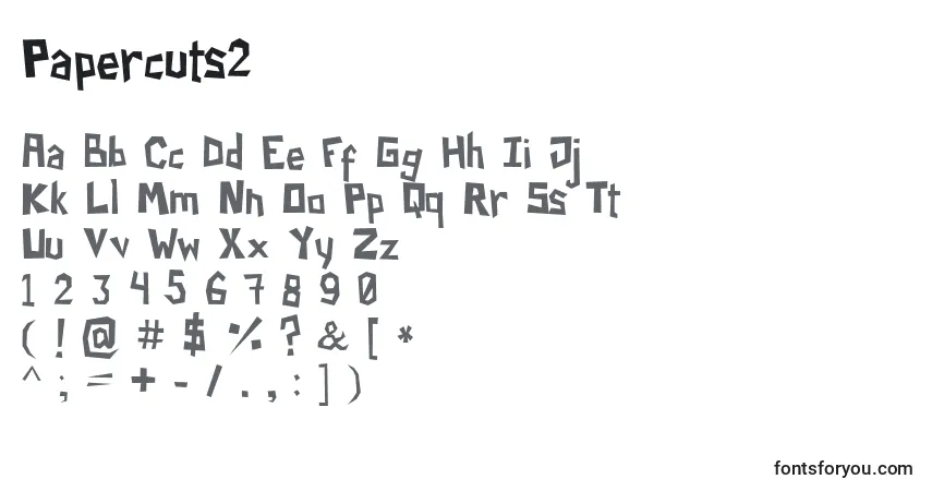 Schriftart Papercuts2 – Alphabet, Zahlen, spezielle Symbole