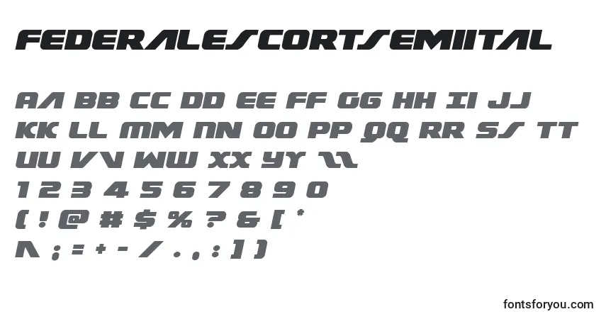 Шрифт Federalescortsemiital – алфавит, цифры, специальные символы
