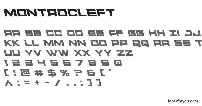 A fonte Montrocleft – alfabeto, números, caracteres especiais