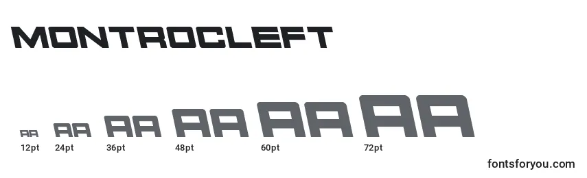 Размеры шрифта Montrocleft