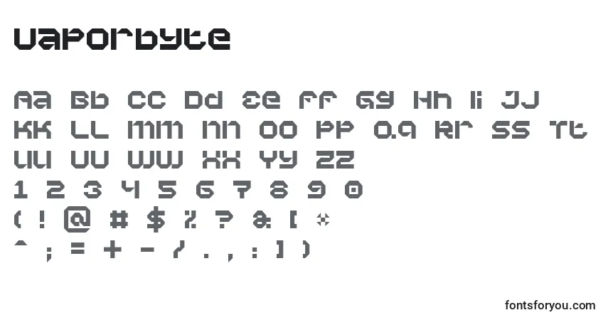 Czcionka Vaporbyte – alfabet, cyfry, specjalne znaki