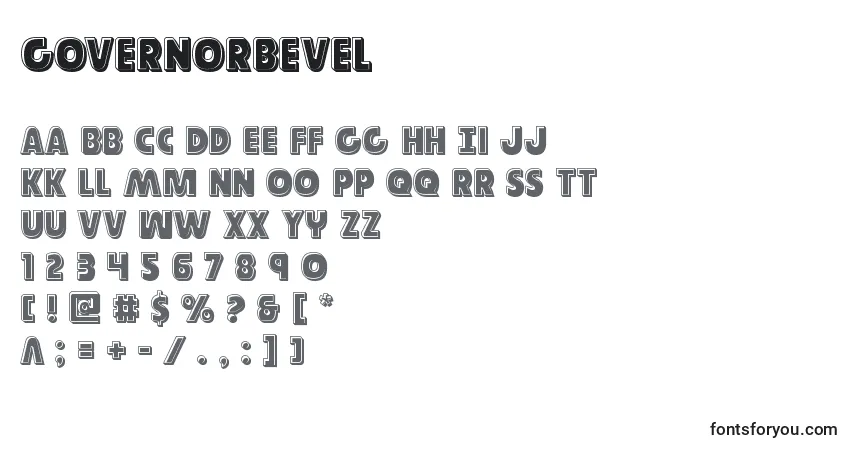 Governorbevelフォント–アルファベット、数字、特殊文字