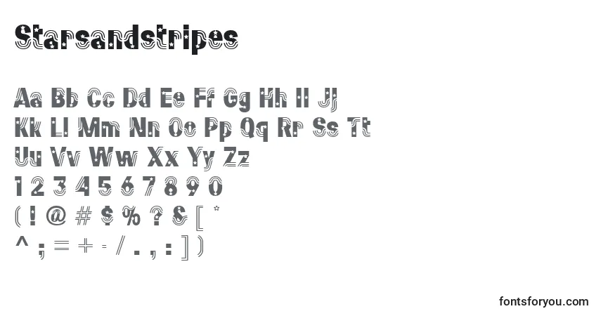Czcionka Starsandstripes – alfabet, cyfry, specjalne znaki