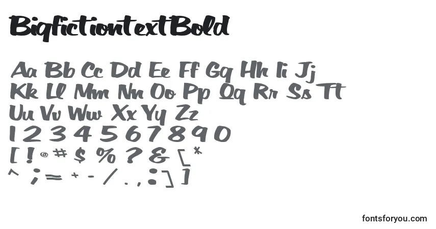 Schriftart BigfictiontextBold – Alphabet, Zahlen, spezielle Symbole