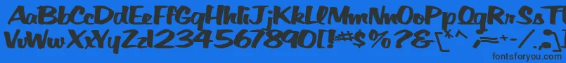 BigfictiontextBold Font – Black Fonts on Blue Background
