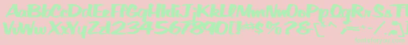 BigfictiontextBold Font – Green Fonts on Pink Background