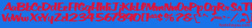 BigfictiontextBold Font – Red Fonts on Blue Background