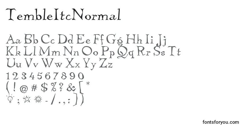 Czcionka TembleItcNormal – alfabet, cyfry, specjalne znaki