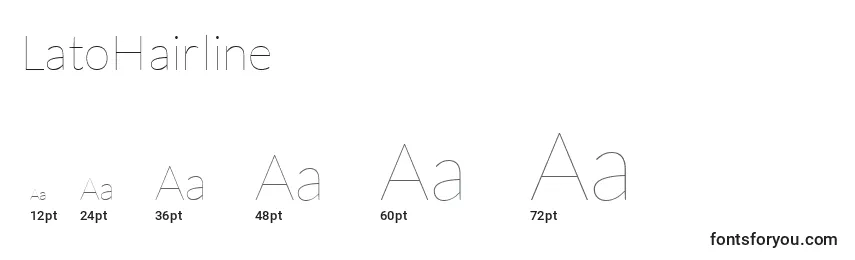 LatoHairline Font Sizes