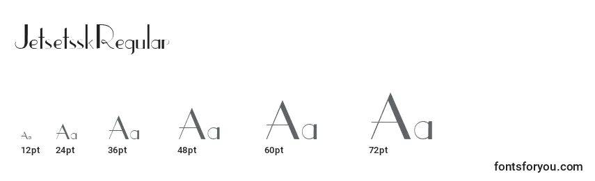 Размеры шрифта JetsetsskRegular