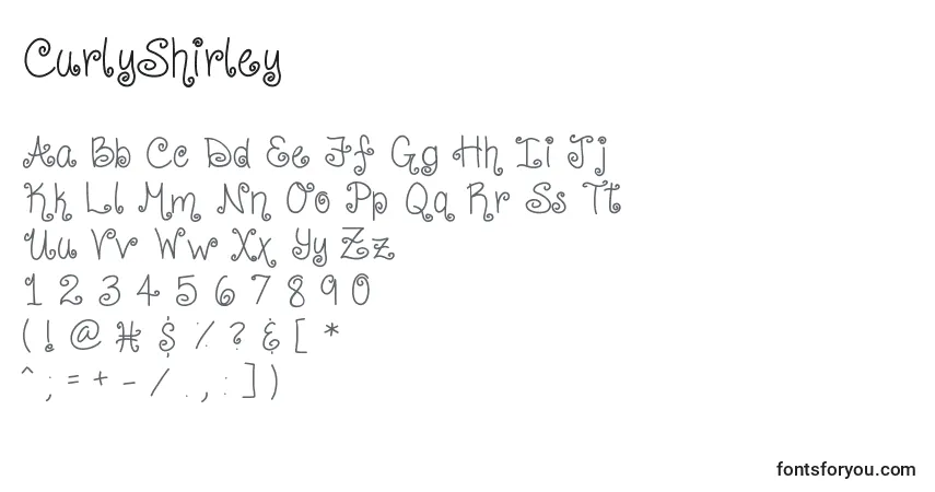 Шрифт CurlyShirley – алфавит, цифры, специальные символы