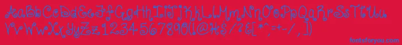 CurlyShirley-fontti – siniset fontit punaisella taustalla