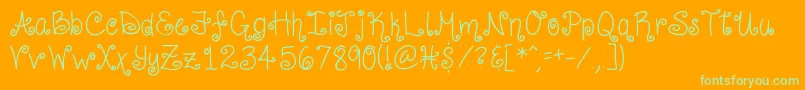 CurlyShirley Font – Green Fonts on Orange Background