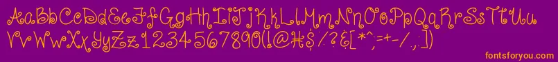 CurlyShirley Font – Orange Fonts on Purple Background