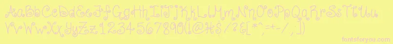 CurlyShirley-Schriftart – Rosa Schriften auf gelbem Hintergrund