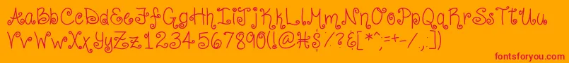 CurlyShirley Font – Red Fonts on Orange Background