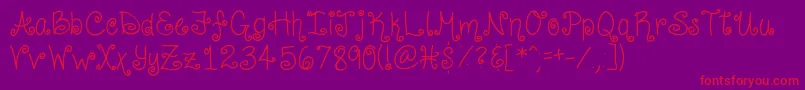 CurlyShirley Font – Red Fonts on Purple Background