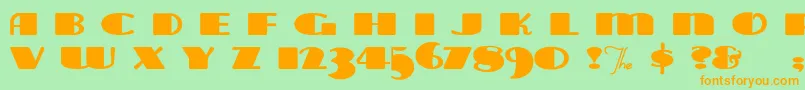 Tarabulbous-Schriftart – Orangefarbene Schriften auf grünem Hintergrund