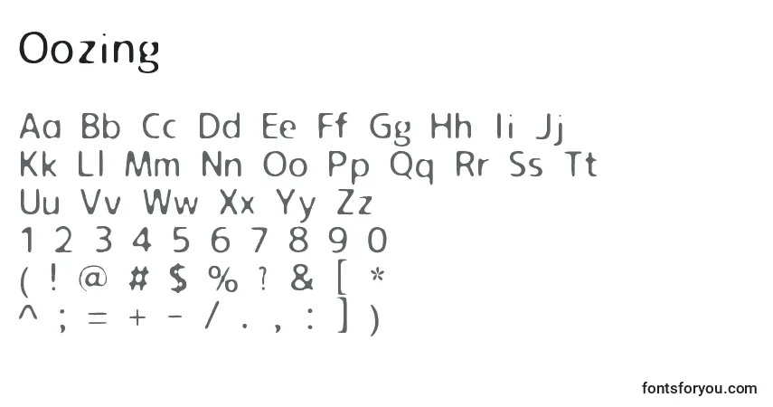 Шрифт Oozing – алфавит, цифры, специальные символы
