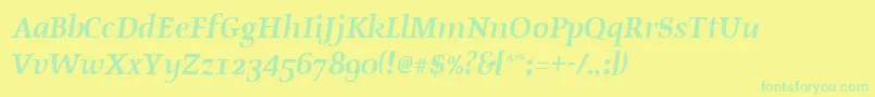 OldstyleBoldItalic Font – Green Fonts on Yellow Background