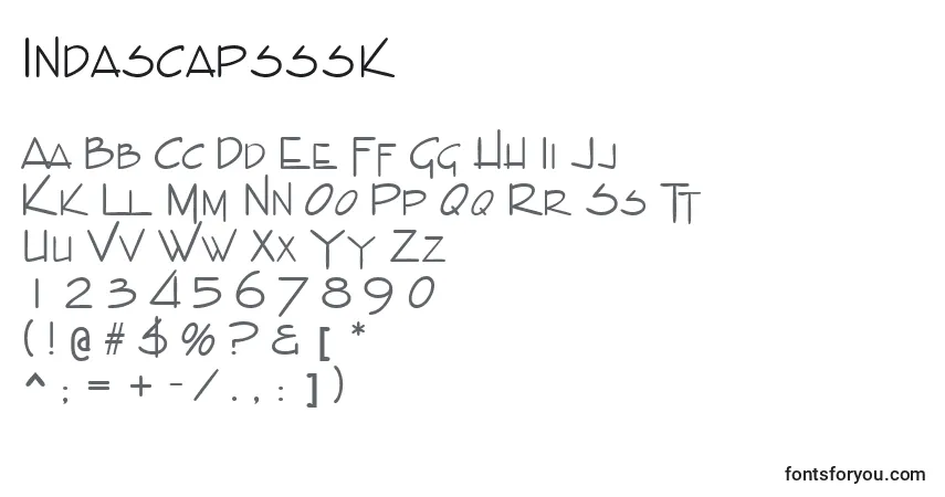 Czcionka Indascapsssk – alfabet, cyfry, specjalne znaki