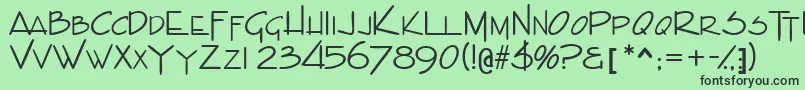 Indascapsssk-fontti – mustat fontit vihreällä taustalla
