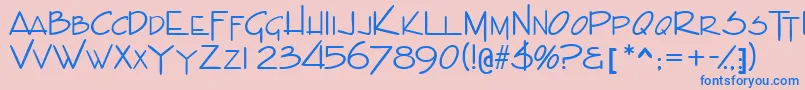 フォントIndascapsssk – ピンクの背景に青い文字