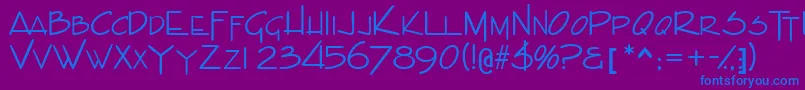 フォントIndascapsssk – 紫色の背景に青い文字