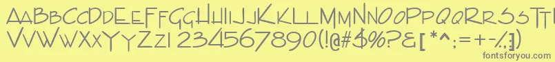 Indascapsssk-fontti – harmaat kirjasimet keltaisella taustalla