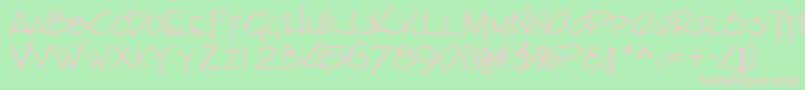 Indascapsssk-fontti – vaaleanpunaiset fontit vihreällä taustalla