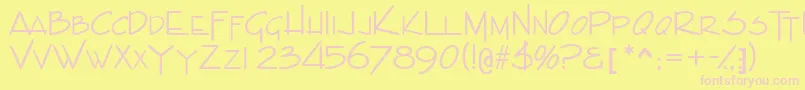 Indascapsssk-Schriftart – Rosa Schriften auf gelbem Hintergrund