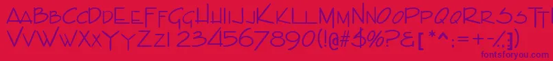 Czcionka Indascapsssk – fioletowe czcionki na czerwonym tle