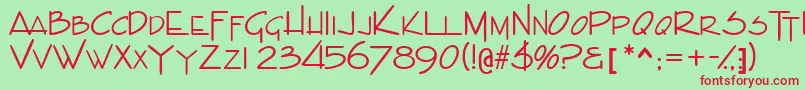 Indascapsssk-fontti – punaiset fontit vihreällä taustalla