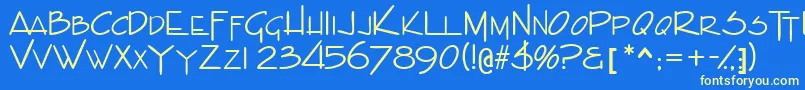 Indascapsssk Font – Yellow Fonts on Blue Background