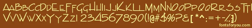 Indascapsssk-fontti – keltaiset fontit ruskealla taustalla
